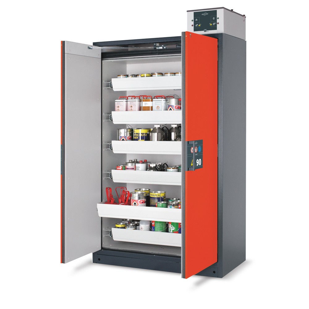 Produktabbildung Nr. 1: Armoire de sécurité asecos® Q-PEGASUS/Type 90, 4 cuves extractibles, HxlxP 1 953 x 893 x 615 mm, gris clair