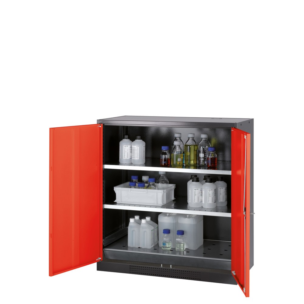 Illustration du produit: Armoire pour produits chimiques et toxiques asecos® avec tablettes, HxlxP 1 105 x 1 055 x 520 mm, rouge signalisation