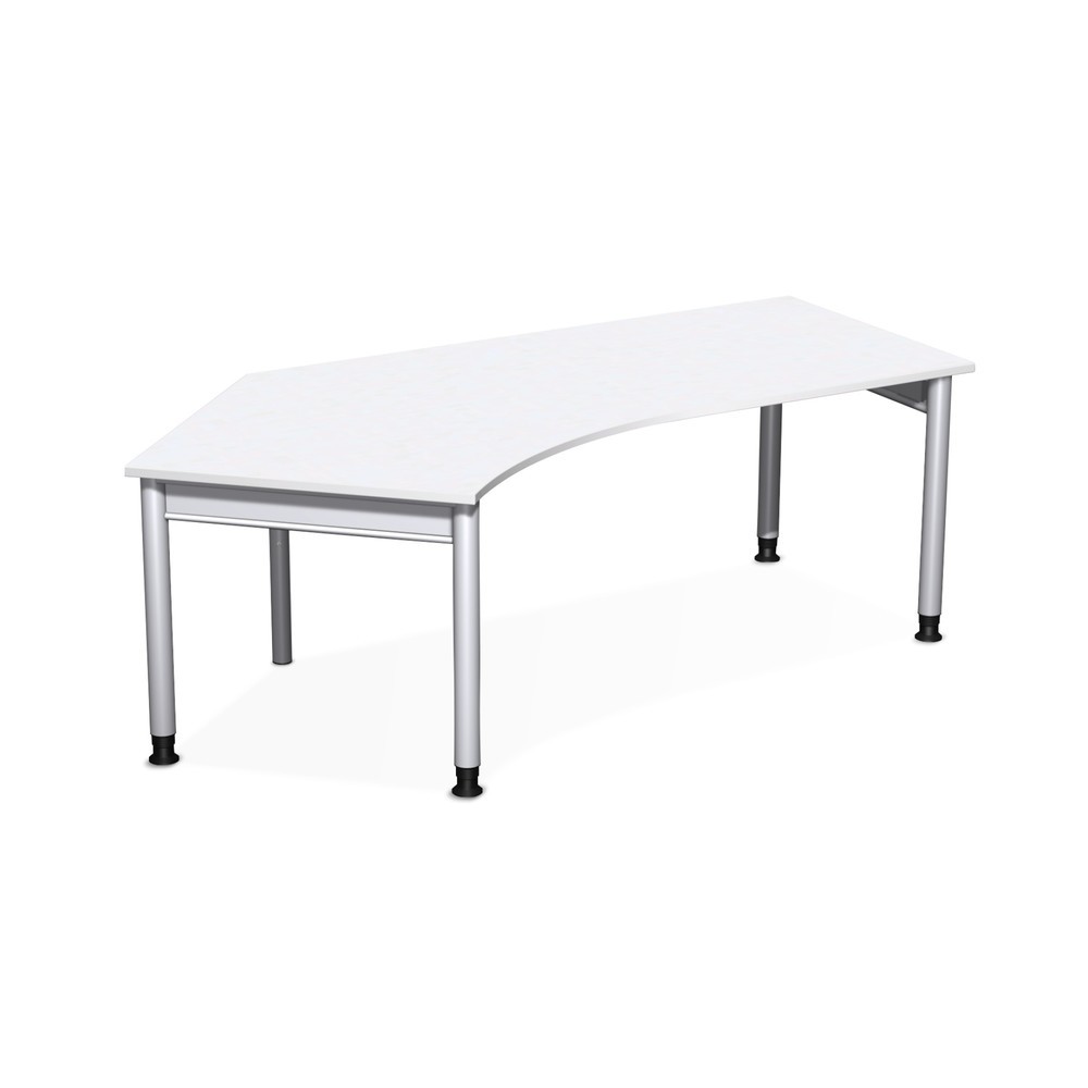 Product afbeelding: Bureau Profi, frame met 4 poten in hoogte verstelbaar, vrije vorm 135° links, bxd 2.166 x 1.130 mm, wit