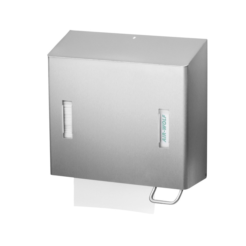 Product afbeelding: Combinatie van dispenser voor papieren handdoekjes en zeepdispenser rechts Air-Wolf geborsteld roestvrij staal