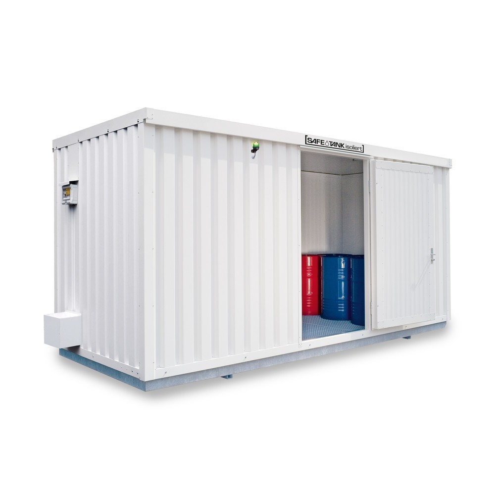 Illustration du produit: Conteneur pour substances dangereuses SAFE Tank 1350 ECO, à haut rendement énergétique grâce à la commande du ventilateur en fonction des besoins, dimensions extérieures 5 380x2 170x2 520 mm, porte à un battant, au centre du côté large,