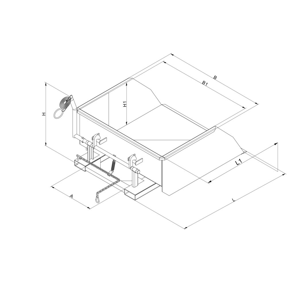 Produktabbildung Nr. 3: Eichinger® Pelle godet avec passage de fourche pour chariot élévateur, 1 500 kg, 300 litres gris anthracite