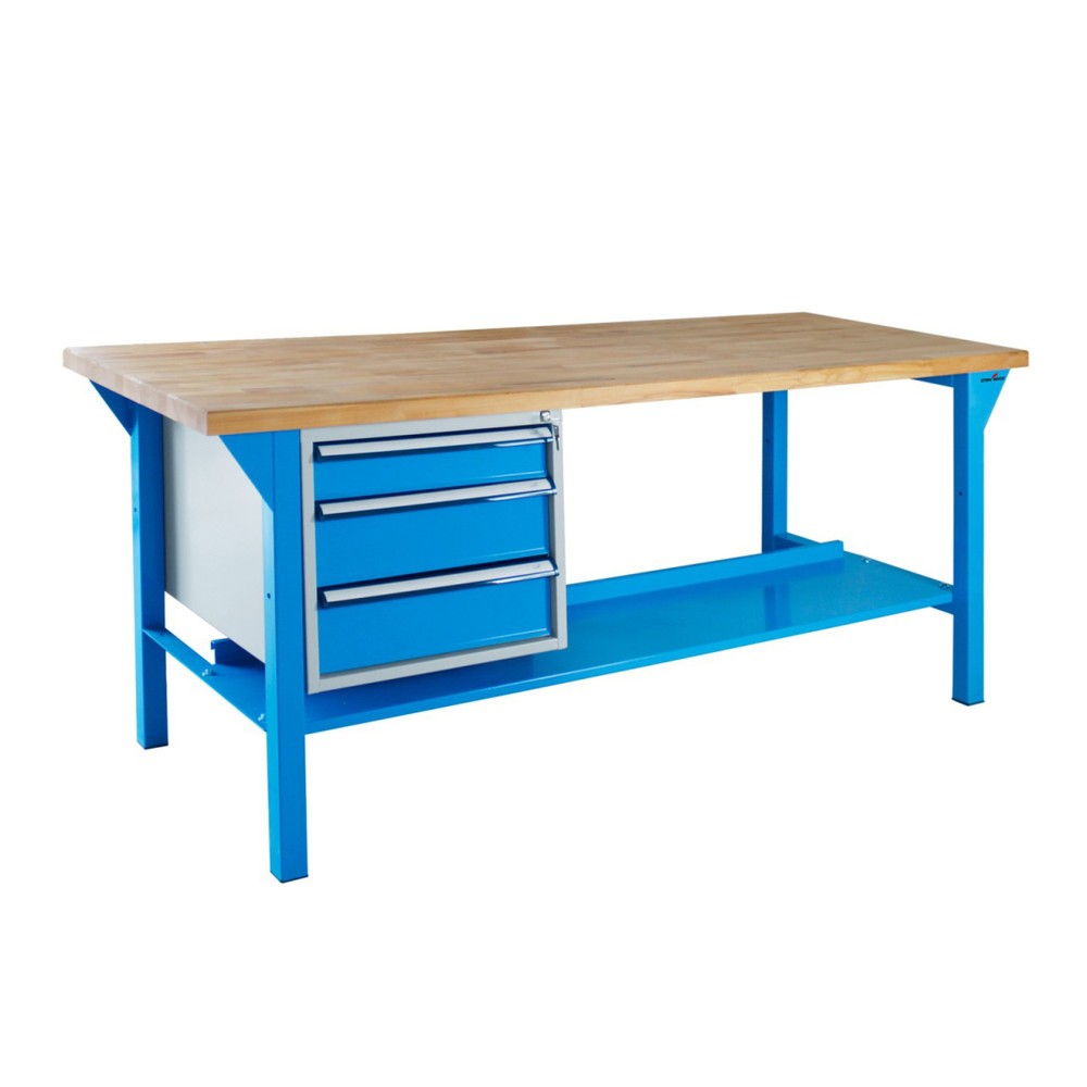 Illustration du produit: Établi Pro Steinbock®, 3 tiroirs, 1 rangement, capacité de charge 500 kg, H x l x P 850 x 1 500 x 750 mm, RAL 5012