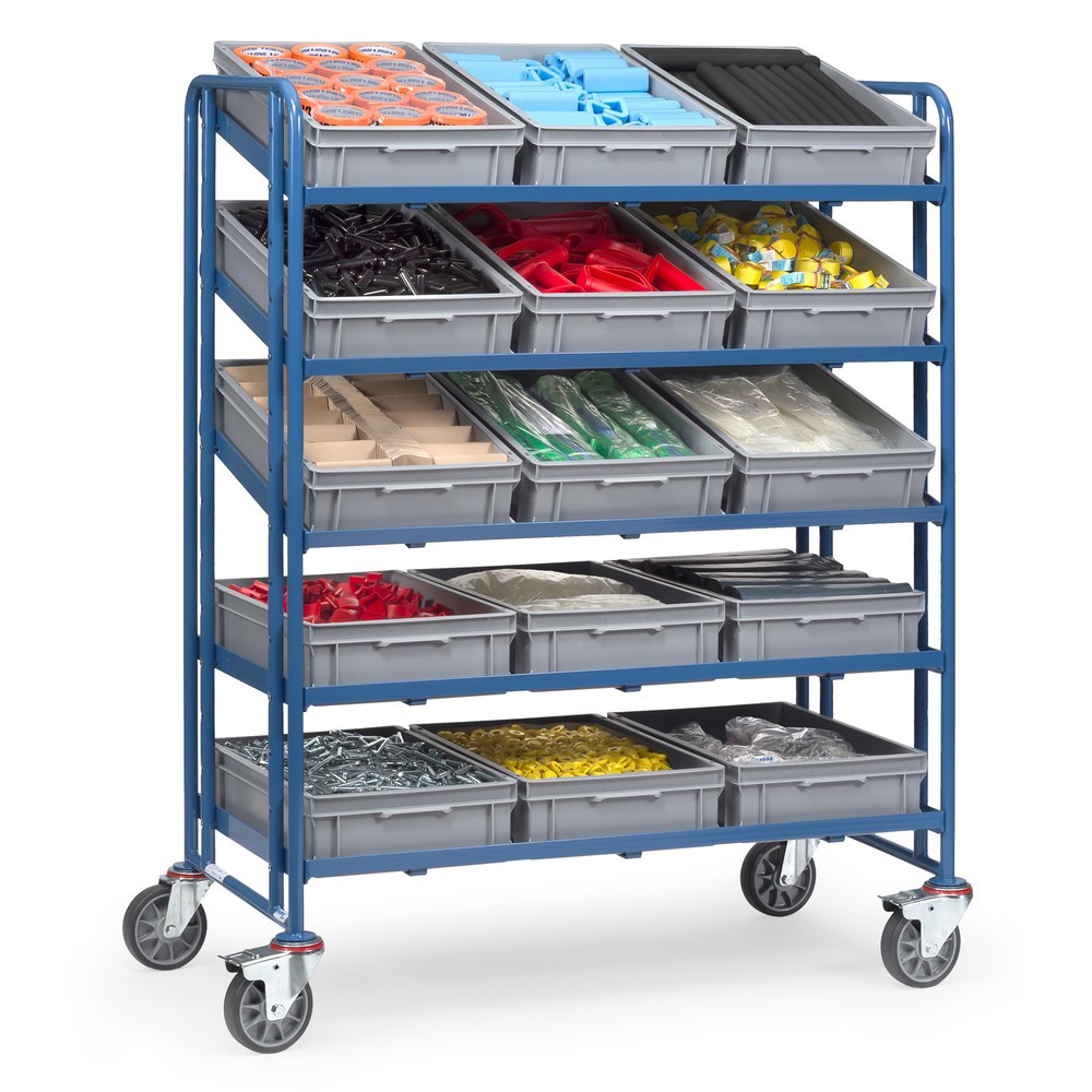 Produktabbildung Nr. 2: Etagewagen fetra® voor eurobakken, met magazijnbakken, draagvermogen 300 kg, 5 etages van 1.240 x 610 mm