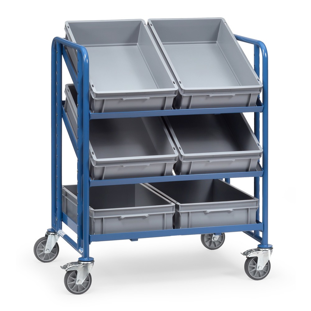 Produktabbildung Nr. 1: Etagewagen fetra® voor eurobakken, met magazijnbakken, draagvermogen 250 kg, 3 etages van 820 x 610 mm