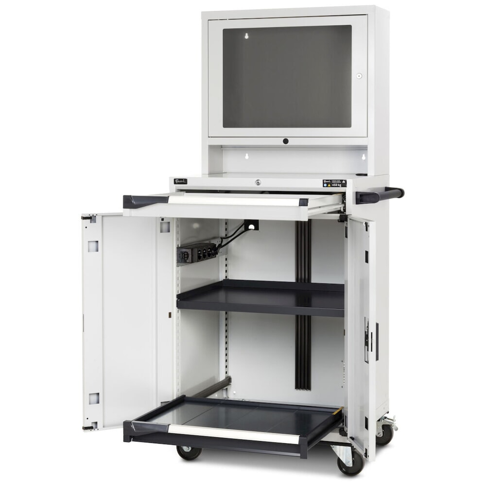 Produktabbildung Nr. 2: Armoire informatique Fami Master CS, porte en polycarbonate, 1 tiroir, HxlxP 1 731 x 792 x 617 mm, gris clair