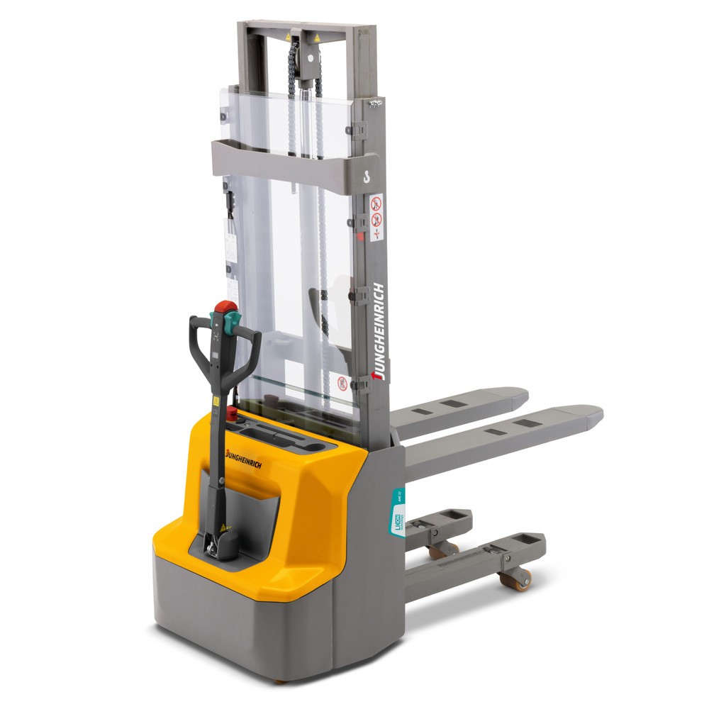 Illustration du produit: Gerbeur électrique Jungheinrich AMC 12z ZT, mât télescopique double, hauteur de levage 3 686 mm, capacité de charge 1 200 kg
