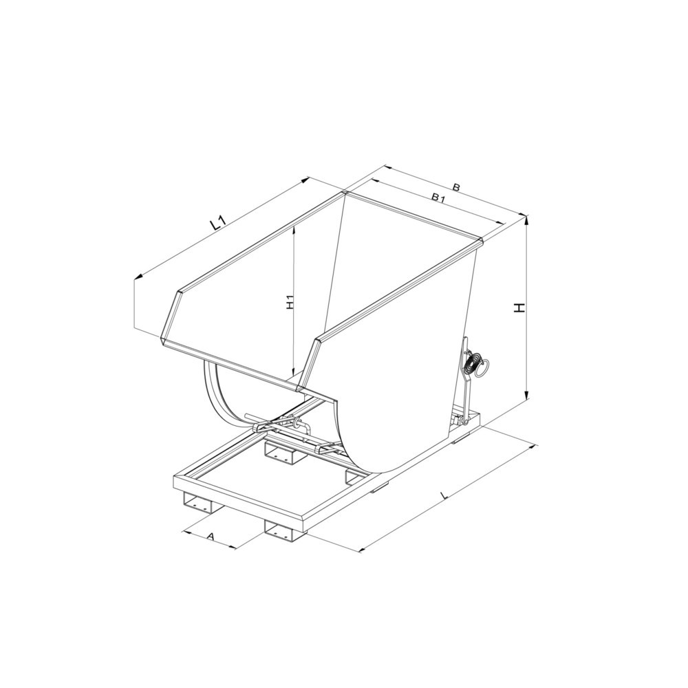 Produktabbildung Nr. 3: Hoge kiepcontainer Eichinger®, 2.500 kg, 600 liter, gentiaanblauw