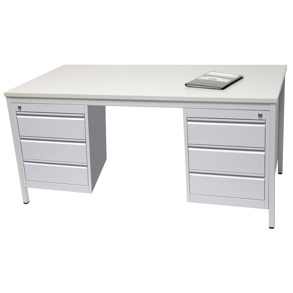 Illustration du produit: Kit d'aménagement, bureau Lxl 1 600 x 800 mm avec 2 x meubles bas, gris clair