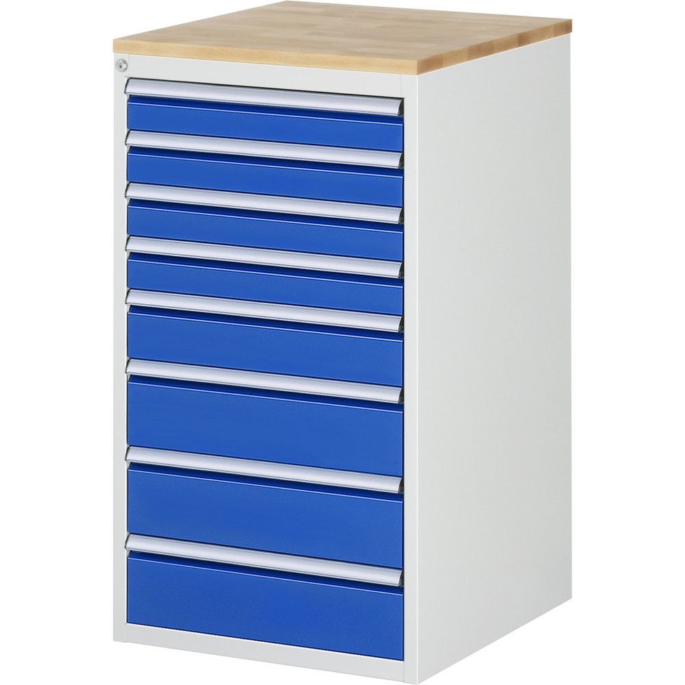 Product afbeelding: RAU ladekast serie 7000, h x b x d 1.035 x 580 x 650 mm, met 8 lades maat L, beuken blad