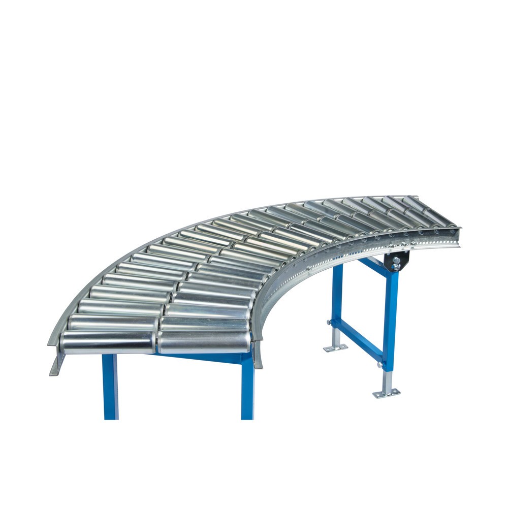 Product afbeelding: Lichte rollenbaan, rollen van buizenstaal, 90° bocht, baanbreedte 500 mm, asafstand 100 mm