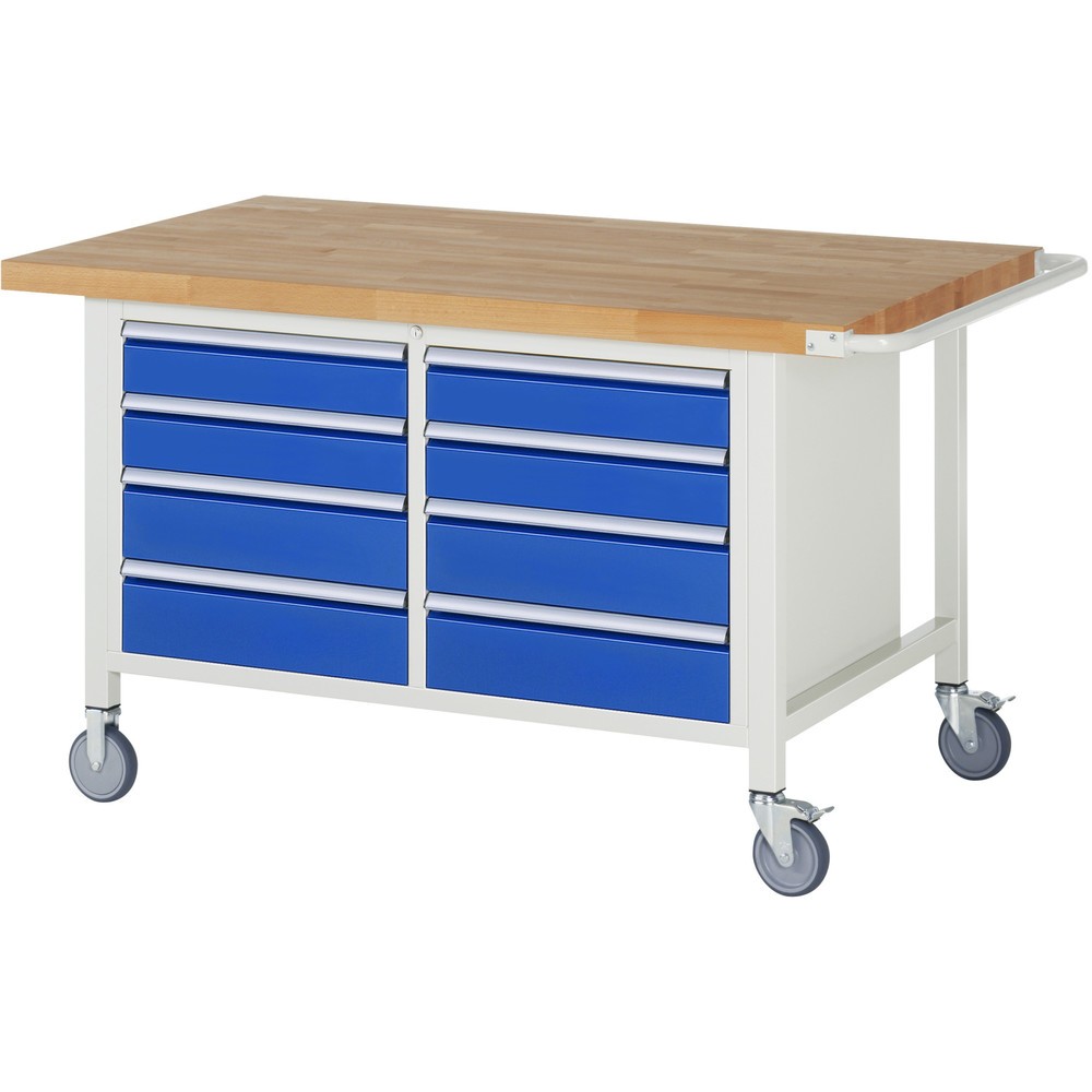 Produktabbildung Nr. 1: RAU verrijdbare werkbank serie 8000, h x b x d 880 x 1.500 x 900 mm, 1 dubbele onderbouwkast, met 8 lades