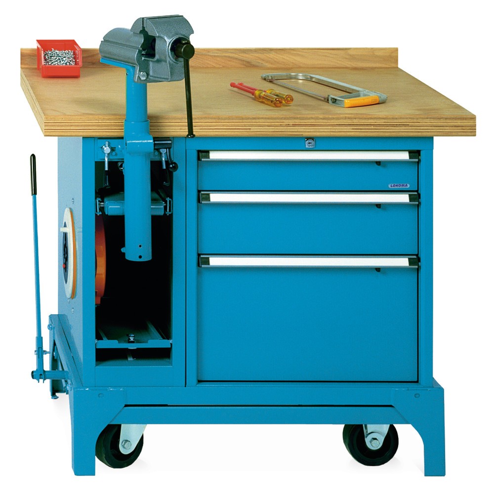 Mobiele werkbank Premium met lades + bankschroef, cap. 1.500 kg, hxbxd 850 x 1.000 x 700 mm