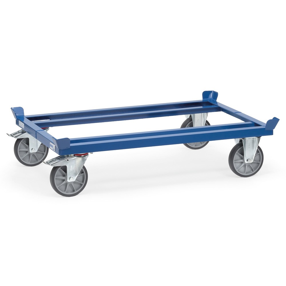 Product afbeelding: Onderstel fetra® met vanghoeken, draagvermogen 750 kg, voor pallets 1.200 x 800 mm, TPE-banden