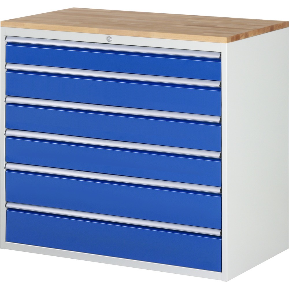 Illustration du produit: RAU Armoire à tiroirs série 7000, HxlxP 1 035 x 1 145 x 650 mm, avec 6 tiroirs taille XXL, face supérieure en hêtre