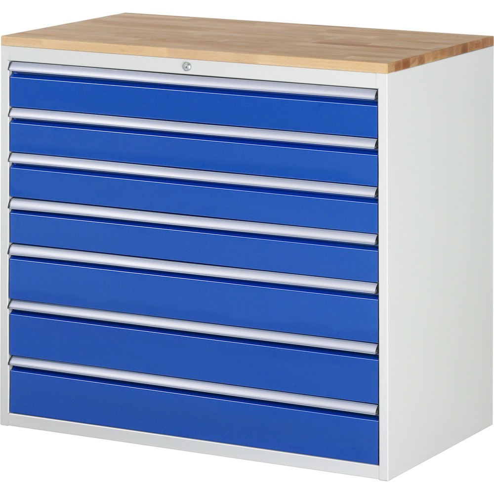 Illustration du produit: RAU Armoire à tiroirs série 7000, HxlxP 1 035 x 1 145 x 650 mm, avec 7 tiroirs taille XXL, face supérieure en hêtre