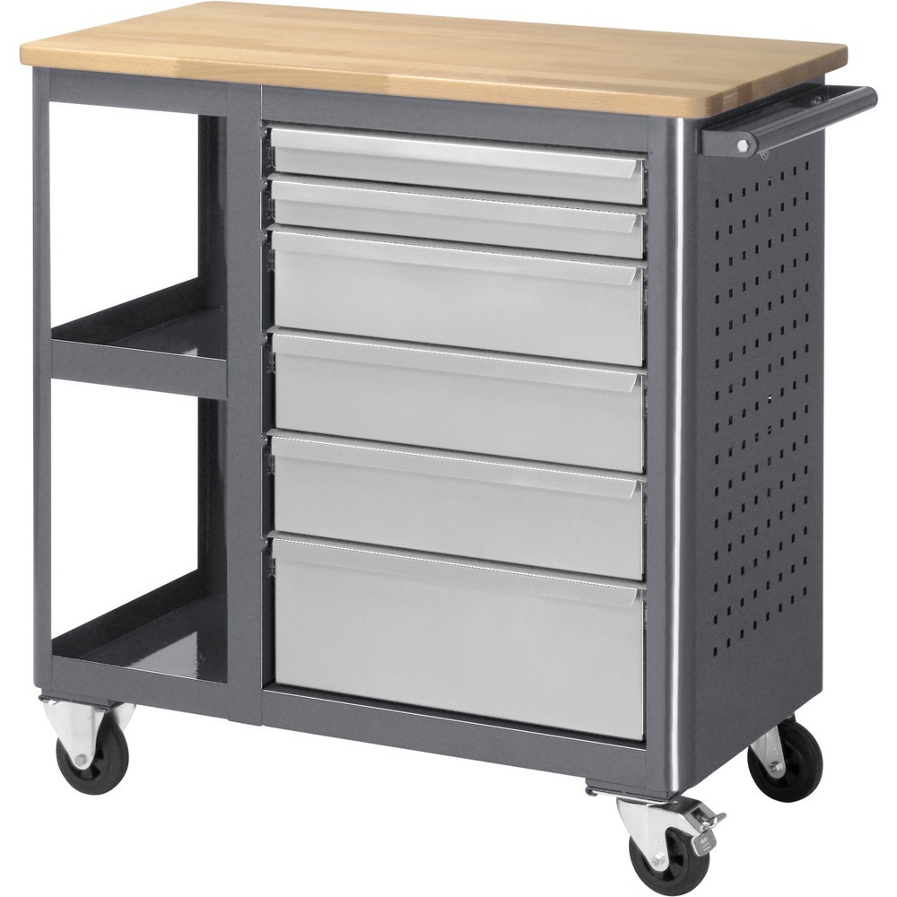Produktabbildung Nr. 1: RAU Établi à roulettes Série adlatus, HxlxP 950 x 960 x 450 mm, 6 tiroirs 2 x 65, 3 x 125, 1 x 90 mm, plan de travail en hêtre