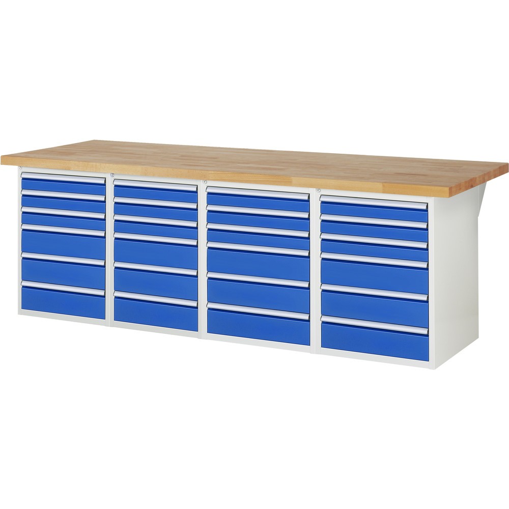 Produktabbildung Nr. 1: RAU Établi série 7000, HxlxP 890 x 2 500 x 900 mm, 4 caissons sous plateau, avec 6 tiroirs chacun