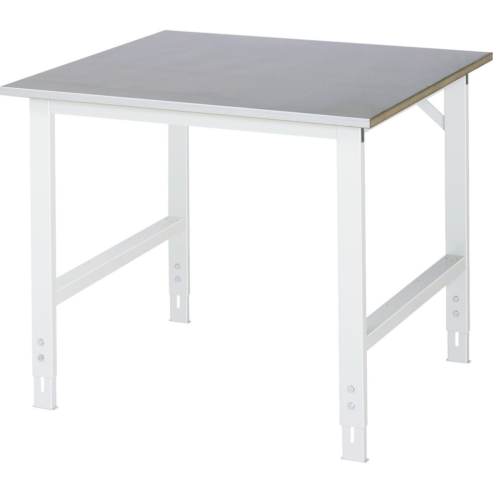 Product afbeelding: RAU in hoogte verstelbare werktafel serie TOM, h x b x d 760-1.080 x 1.000 x 1.000 mm, werkblad met bekleding van roestvrijstalen plaat