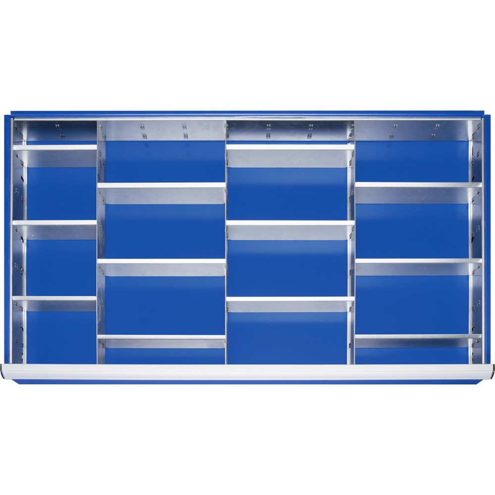 Illustration du produit: RAU Jeu de compartimentage pour tiroir, HxlxP 150 x 1 055 x 560 mm, avec jeu de 4 baguettes perforées et 3 parois de séparation, taille XXL pour hauteur de façade 180-360 mm