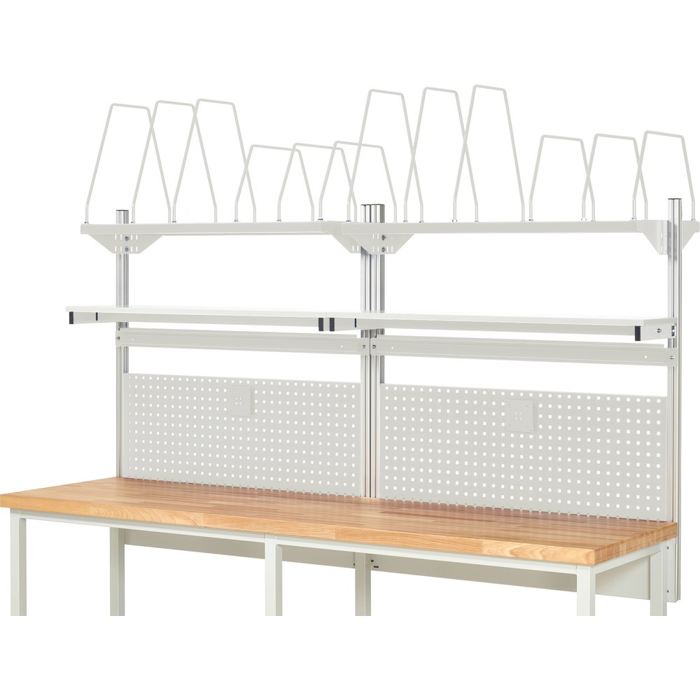Produktabbildung Nr. 2: Module d’établi RAU, haut. x larg. x prof. 1 130 x 2 500 x 350 mm, avec 2 étagères, 2 rails de fixation et 2 supports pour écran plat, kit complet 03 pour largeur de produit 2 500 mm