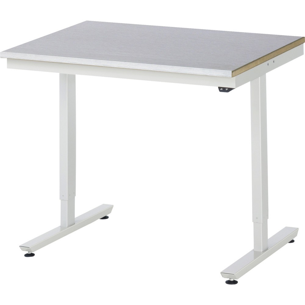 Illustration du produit: RAU Table de travail à réglage électrique de la hauteur Série adlatus 300, HxlxP 720-1 120 x 1 000 x 800 mm, plan de travail avec revêtement en tôle d’acier