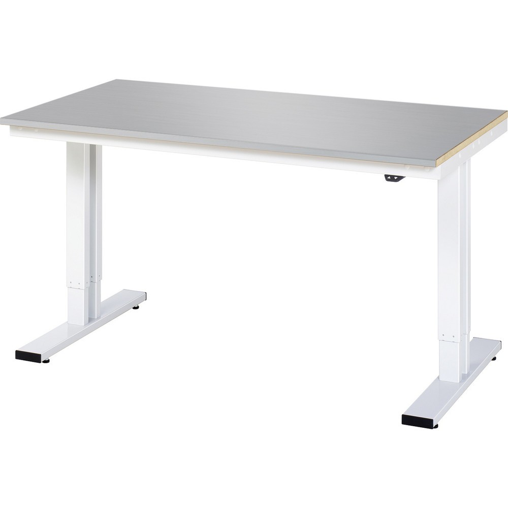 Produktabbildung Nr. 1: RAU Table pour poste de travail à réglage électrique de la hauteur série adlatus 300, HxlxP 720-1 120 x 1 500 x 800 mm, plan de travail en tôle d’acier inoxydable