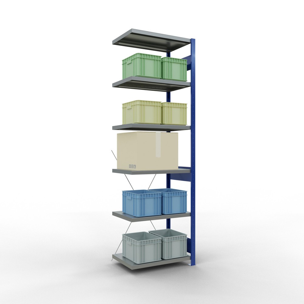 Produktabbildung Nr. 3: Rayonnage à tablettes SCHULTE, travée auxiliaire, bleu gentiane/galvanisé, CT 250 kg, HxlxP 2 500 x 750 x 500 mm