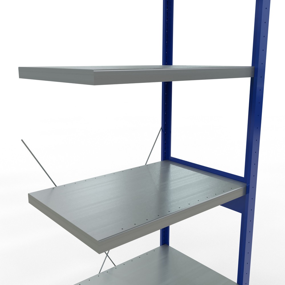 Produktabbildung Nr. 5: Rayonnage à tablettes SCHULTE, travée auxiliaire, bleu gentiane/galvanisé, CT 250 kg, HxlxP 2 500 x 750 x 500 mm