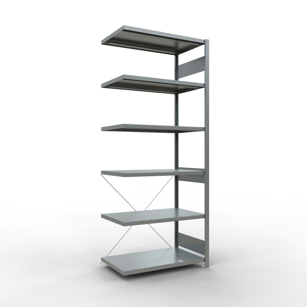 Illustration du produit: Rayonnage à tablettes SCHULTE, système à emboîter, travée auxiliaire, charge par tablette 330 kg, galvanisé, H x l x P 2 500 x 1 000 x 600 mm