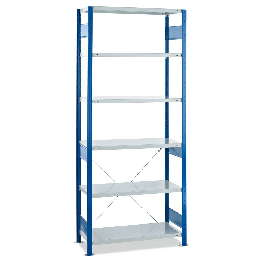 Illustration du produit: SCHULTE Rayonnage à tablettes, bleu gentiane / gris clair, charge par tablette 150 kg, HxlxP 2 500 x 810 x 436 mm