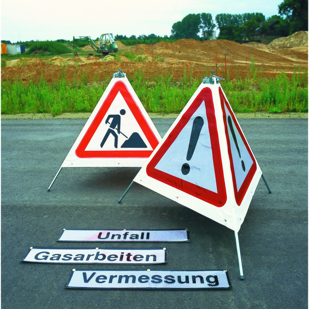 Illustration du produit: Signal pliable MORAVIA TRIO, zone de chantier Z 123, rétro-réfléchissant, longueur de côté 700 mm