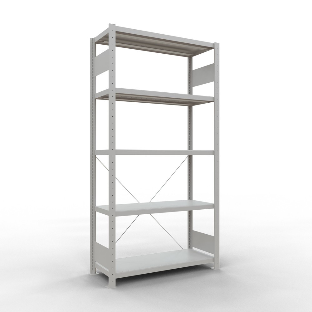 Product afbeelding: Legbordrek SCHULTE, lichtgrijs, met 5 legborden van plaatstaal, vaklast 330 kg, hxbxd 2.000 x 1.060 x 436 mm