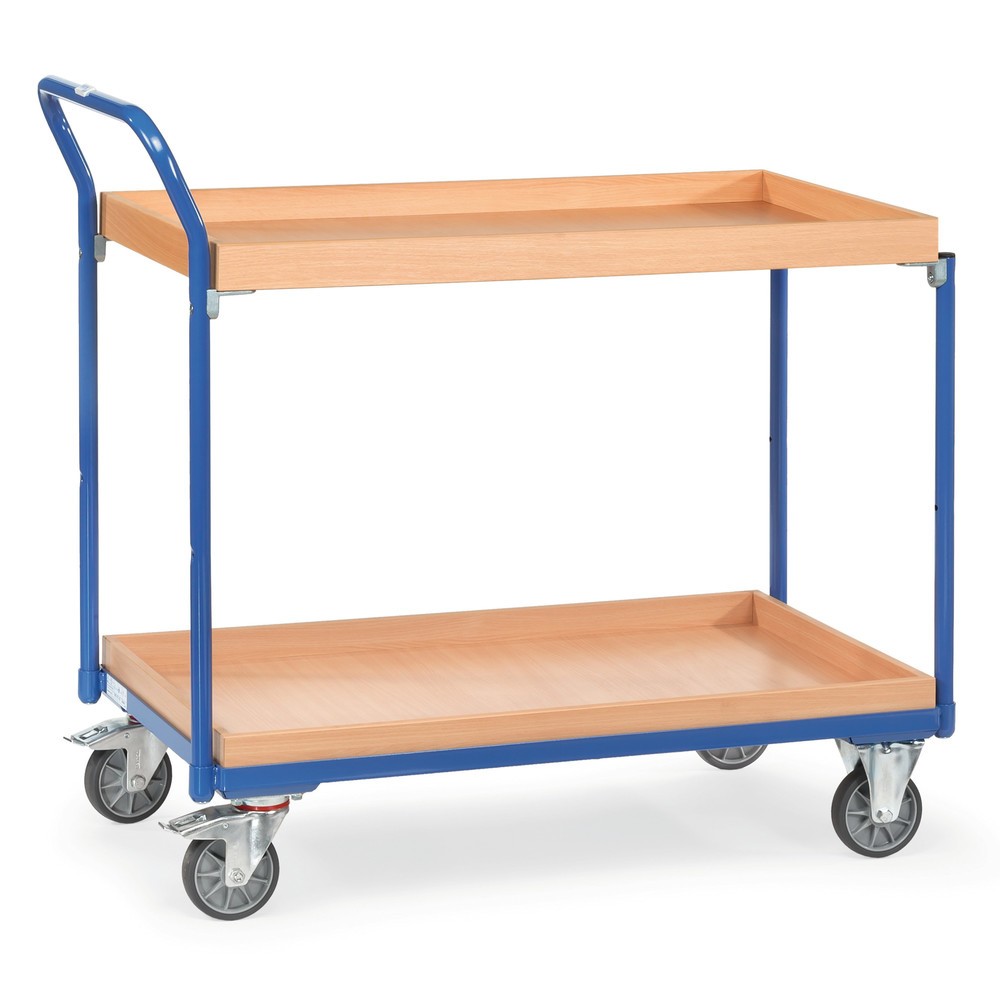 Product afbeelding: Tafelwagen fetra® met 2 houten bakken van 1.000 x 600 mm, hoogte 1.030 mm