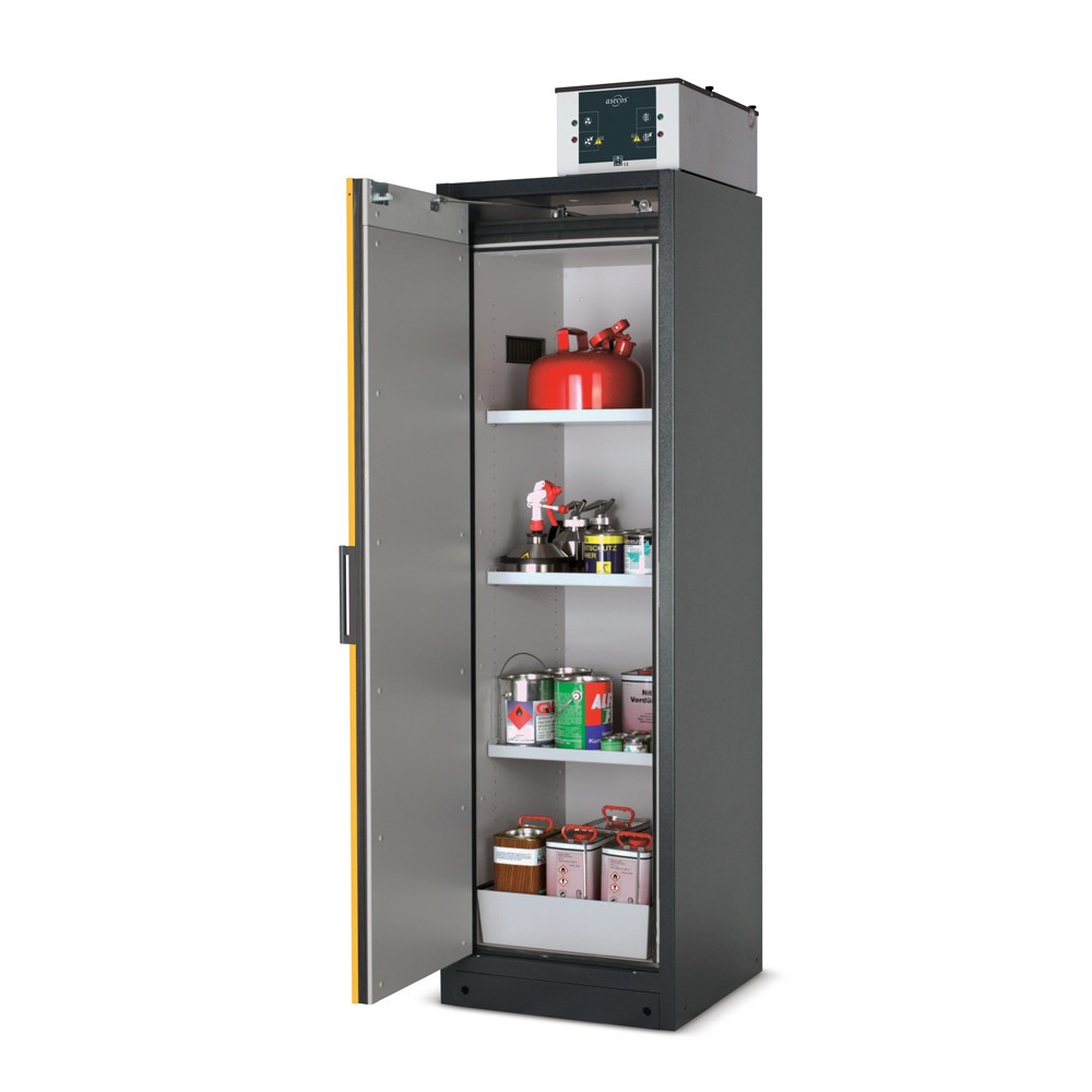 Produktabbildung Nr. 2: Veiligheidsgarderobe asecos® Q-Pegasus/Type 90, 6 uitschuifbare laden, HxBxD 1.955 x 1.200 x 615 mm, verkeersrood