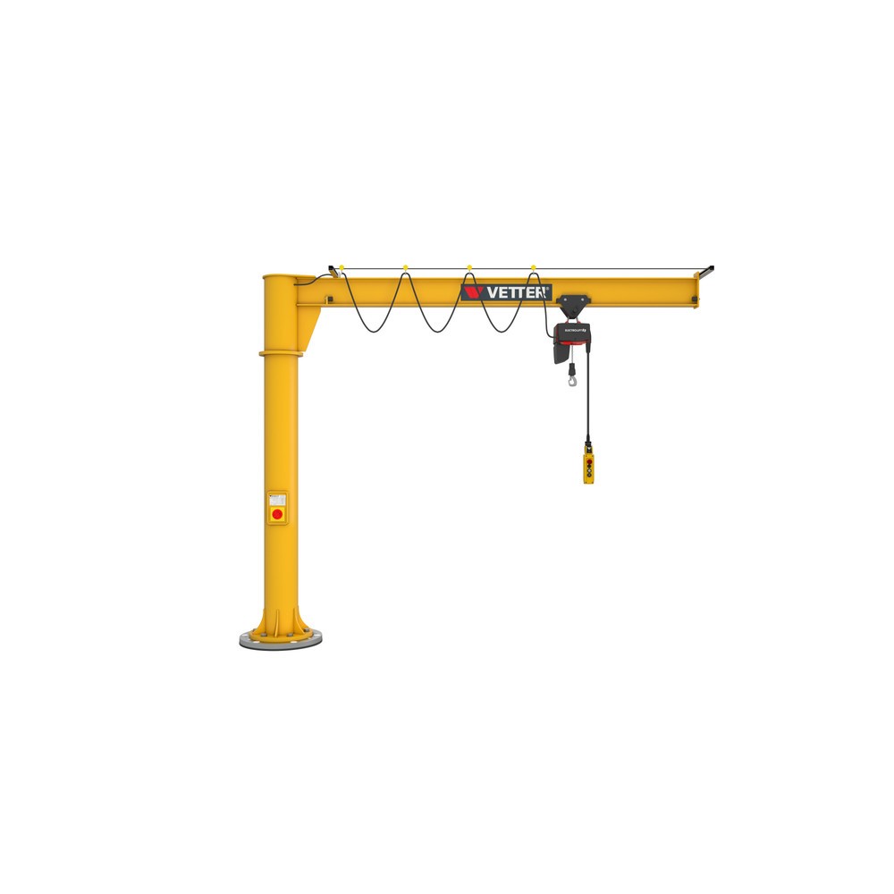 Illustration du produit: VETTER® Potence, palan électrique à chaîne LIFTKET compris, version sur fût, plage de pivotement de 360°, portée 3 000 mm, capacité de charge 125 kg