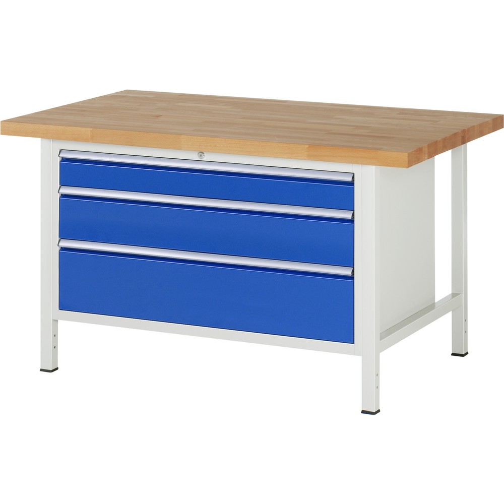 Produktabbildung Nr. 1: Werkbank RAU serie 8000, hxbxd 840-1.040 x 1.500 x 900 mm, 3 x voor 90% uittrekbare lades, 1 x 120, 1 x 180, 1 x 240 mm, draagvermogen lade 50 kg