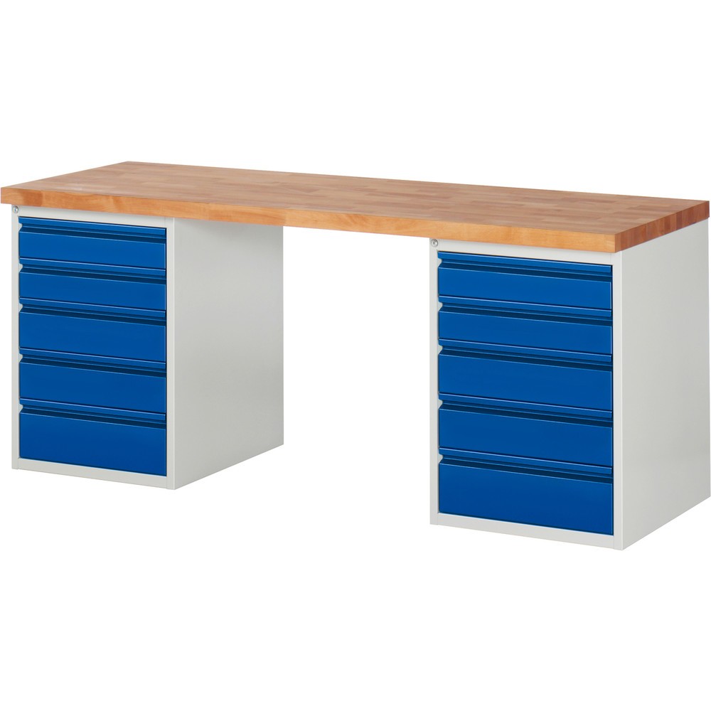 Produktabbildung Nr. 1: Werkbank Steinbock®, met 2 x 5 lades, hxbxd 840 x 1.500 x 700 mm, RAL 7035 / 5010
