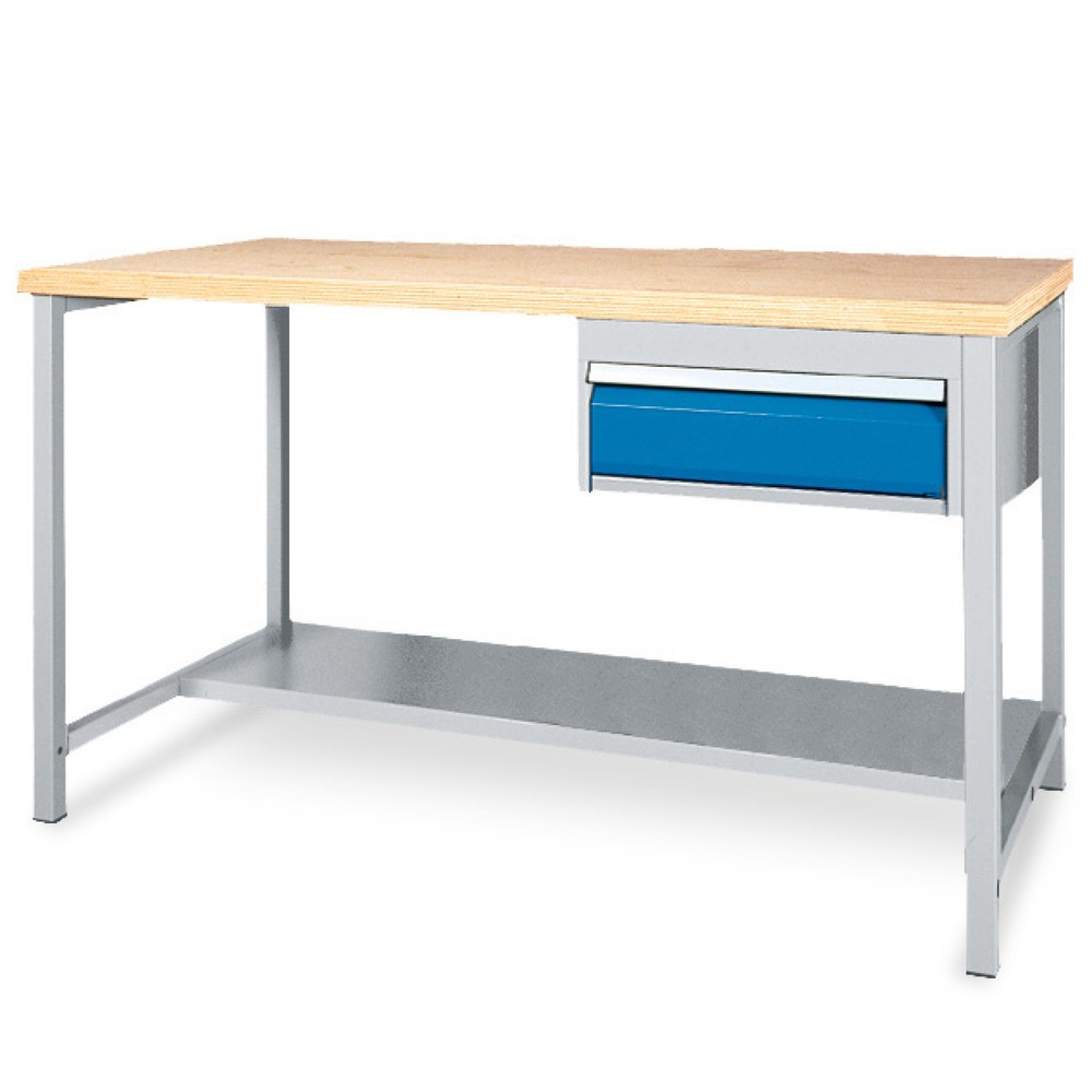 Product afbeelding: Werkbanktafel met plank + 1 lade, draagvermogen 200 kg, h x b x d 859 x 1.500 x 750 mm