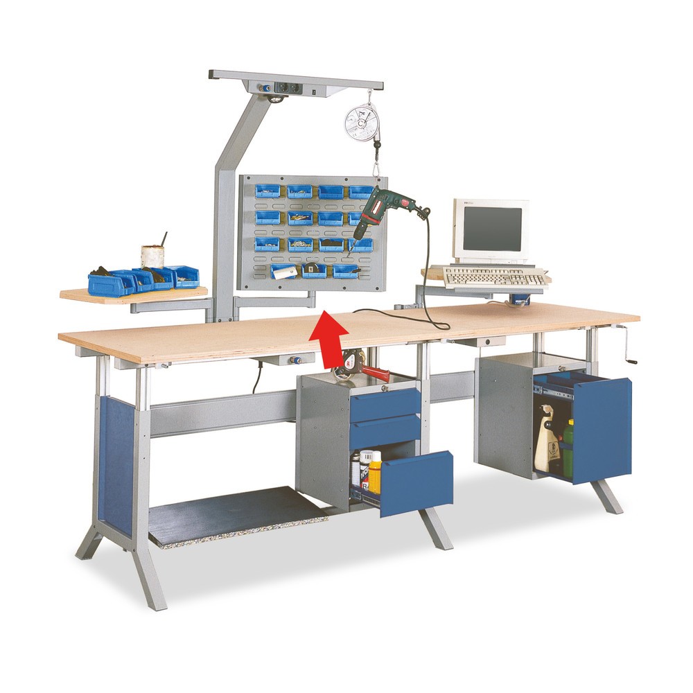 Product afbeelding: Zwenkarm met gat- en gleufwandcombinatie voor werktafel, bxd 600 x 40 mm